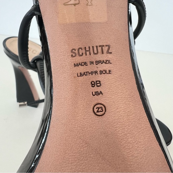 SCHUTZ Paikea Black Stappy Leather Open Toe Ankle Tie Strap Heel Sandal SZ 9 B - Picture 11 of 12